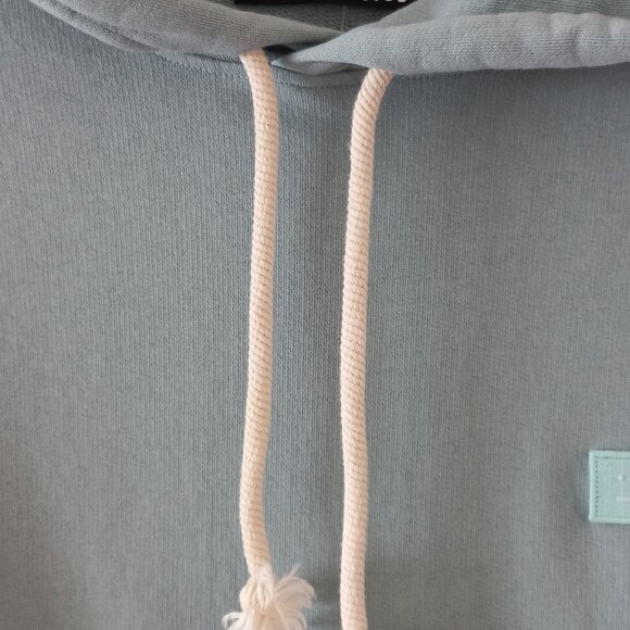 ACNE STUDIOS light blue turquoise hoodie with embroidered patch - Picture 8 of 12